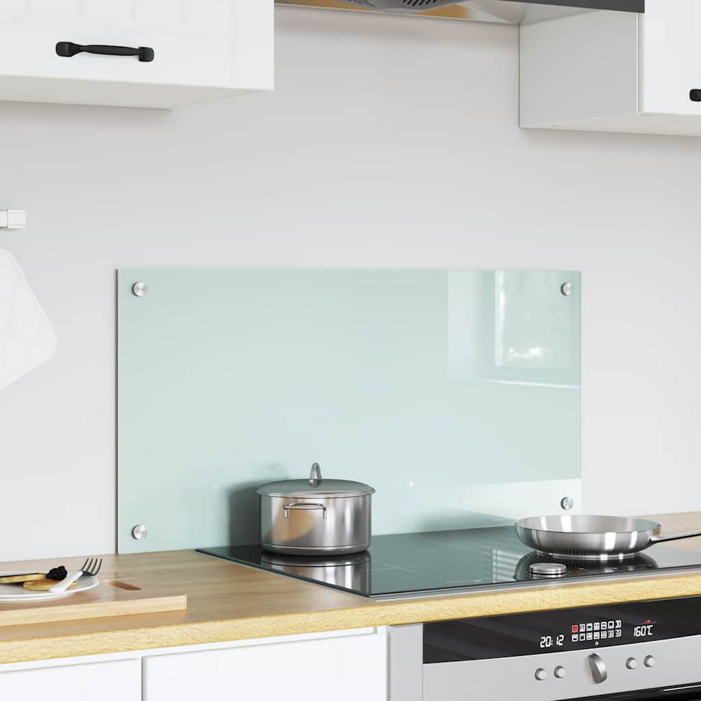 Kitchen Backsplash White 80 x 40 cm Tempered Glass