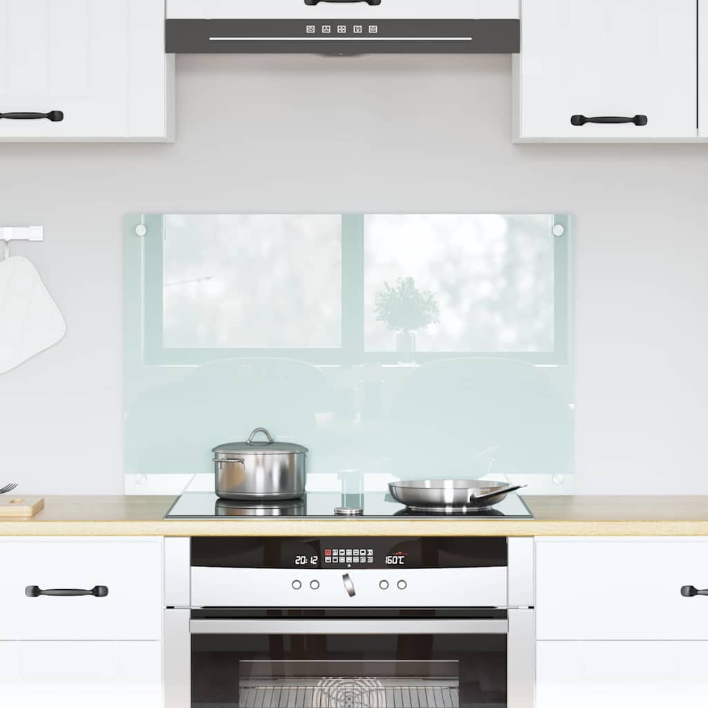 Kitchen Backsplash White 80 x 50 cm Tempered Glass