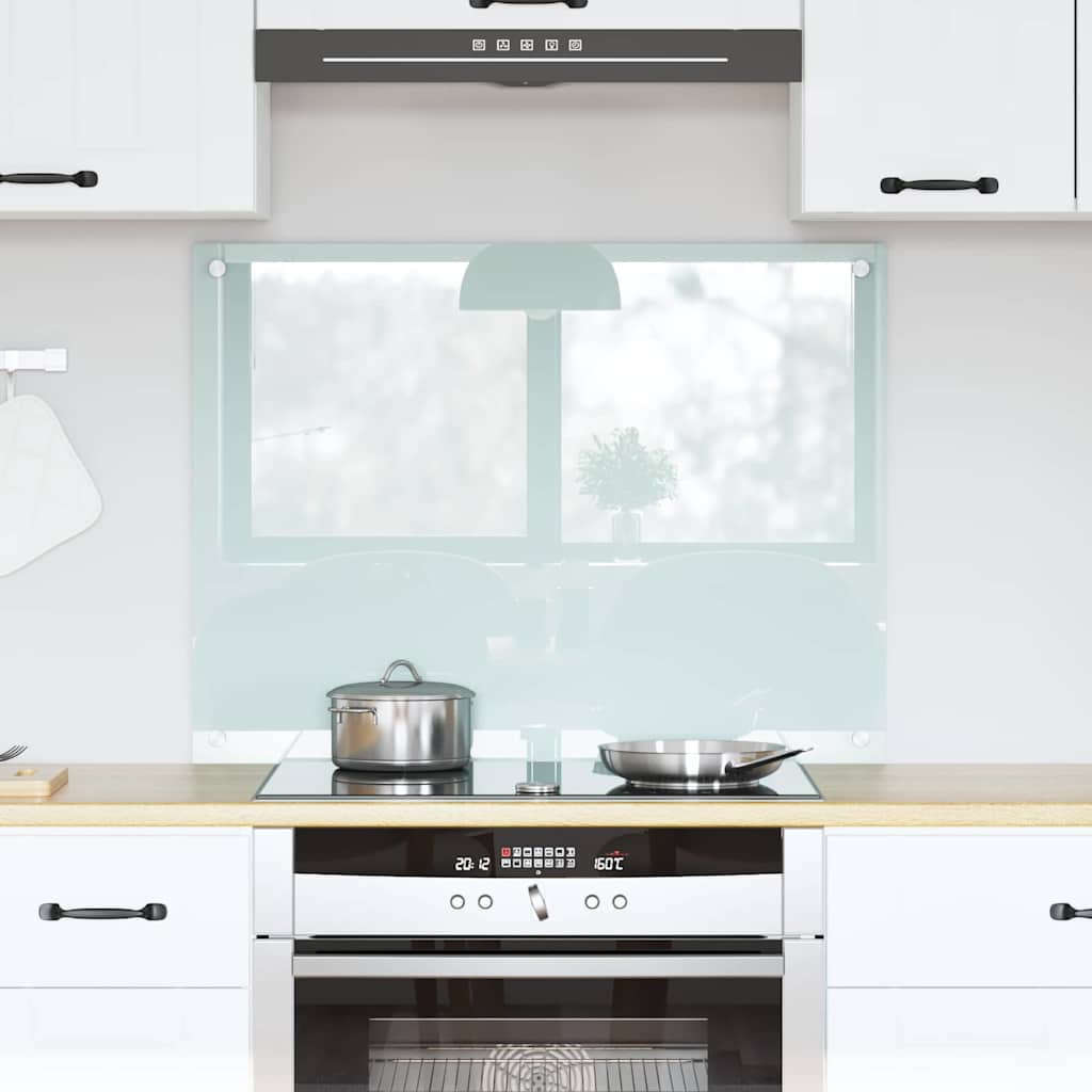 Kitchen Backsplash White 80 x 60 cm Tempered Glass