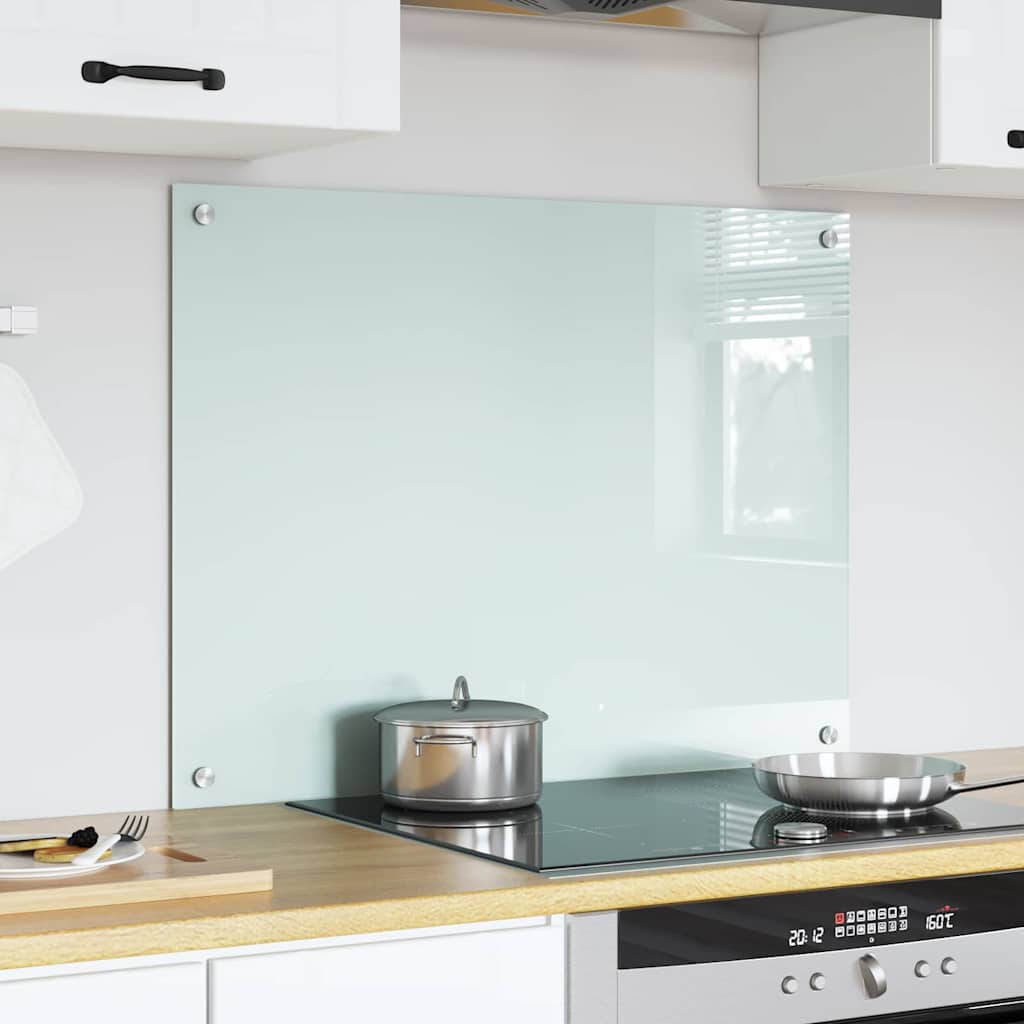 Kitchen Backsplash White 80 x 60 cm Tempered Glass