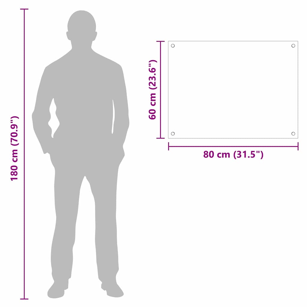 Kitchen Backsplash White 80 x 60 cm Tempered Glass