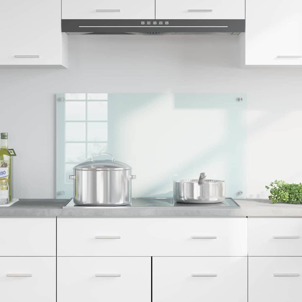 Kitchen Backsplash White 90 x 50 cm Tempered Glass
