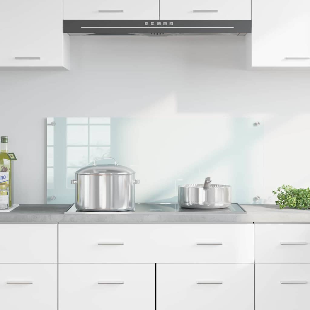 Kitchen Backsplash White 100 x 40 cm Tempered Glass