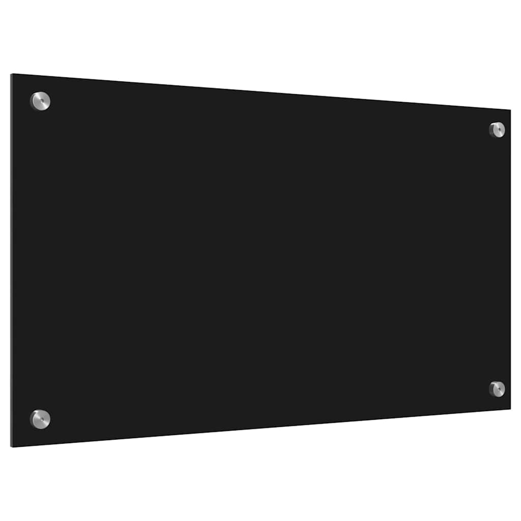 Kitchen Backsplash Black 70 x 40 cm Tempered Glass
