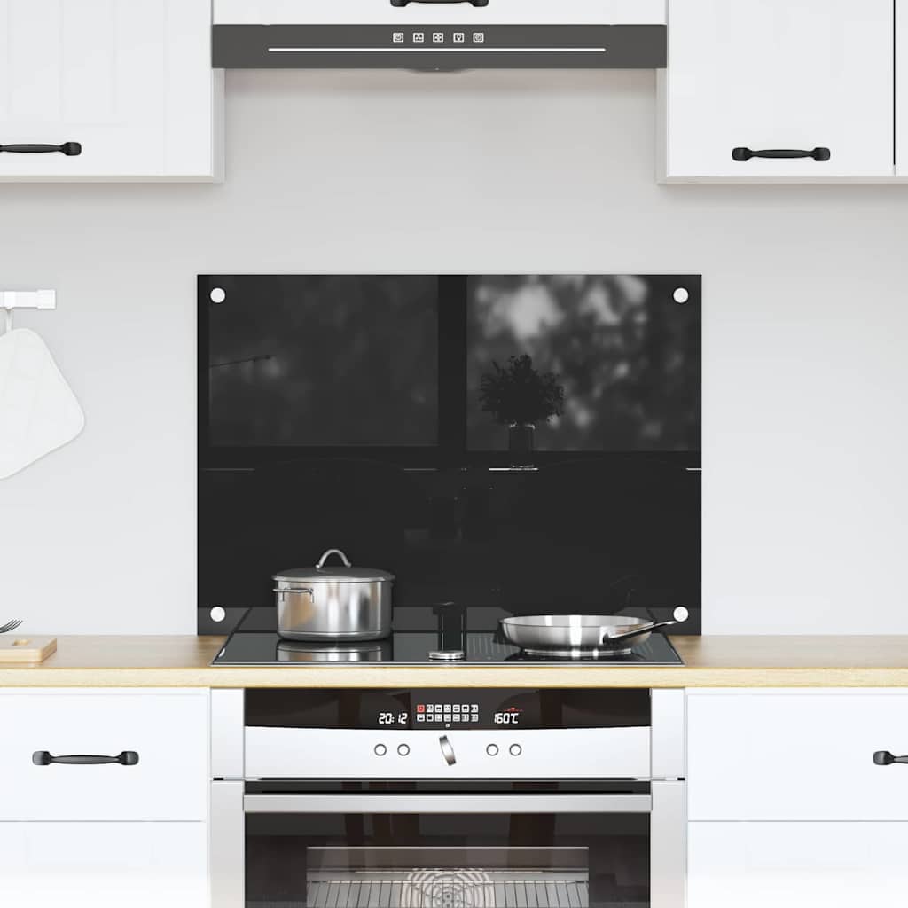Kitchen Backsplash Black 70 x 50 cm Tempered Glass