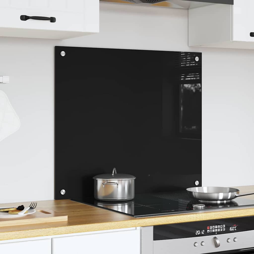 Kitchen Backsplash Black 70 x 60 cm Tempered Glass