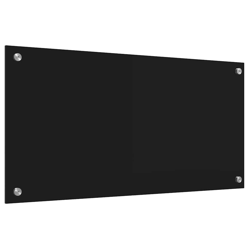 Kitchen Backsplash Black 80 x 40 cm Tempered Glass