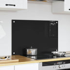 Kitchen Backsplash Black 80 x 50 cm Tempered Glass