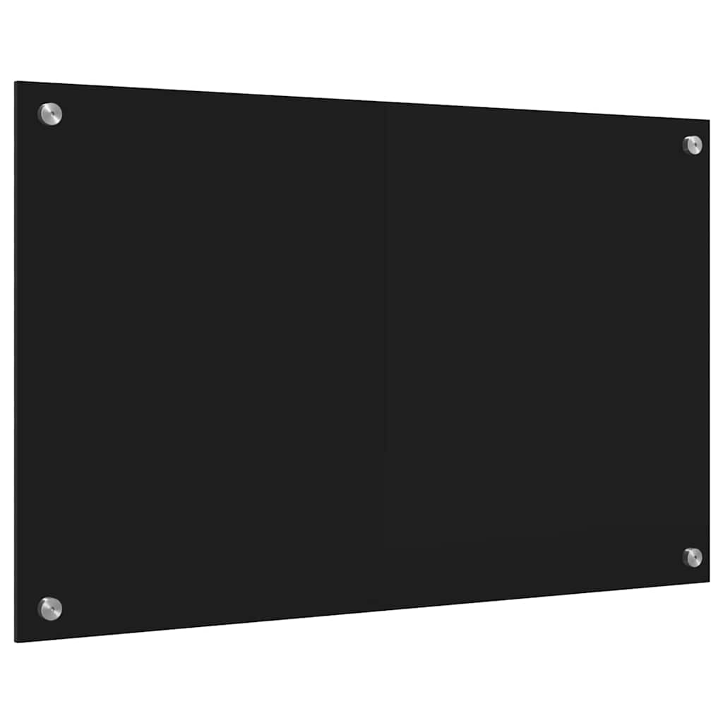Kitchen Backsplash Black 80 x 50 cm Tempered Glass
