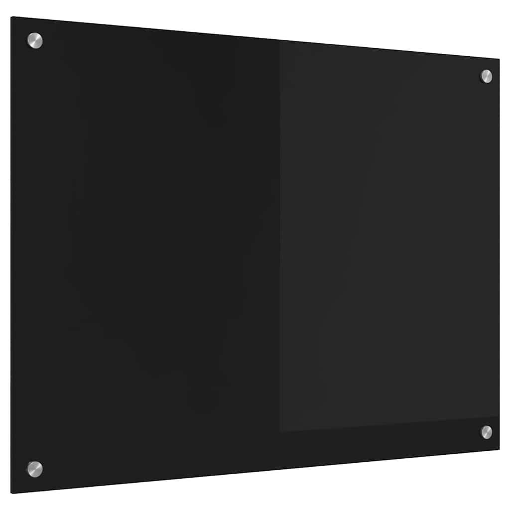 Kitchen Backsplash Black 80 x 60 cm Tempered Glass