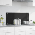 Kitchen Backsplash Black 90 x 40 cm Tempered Glass