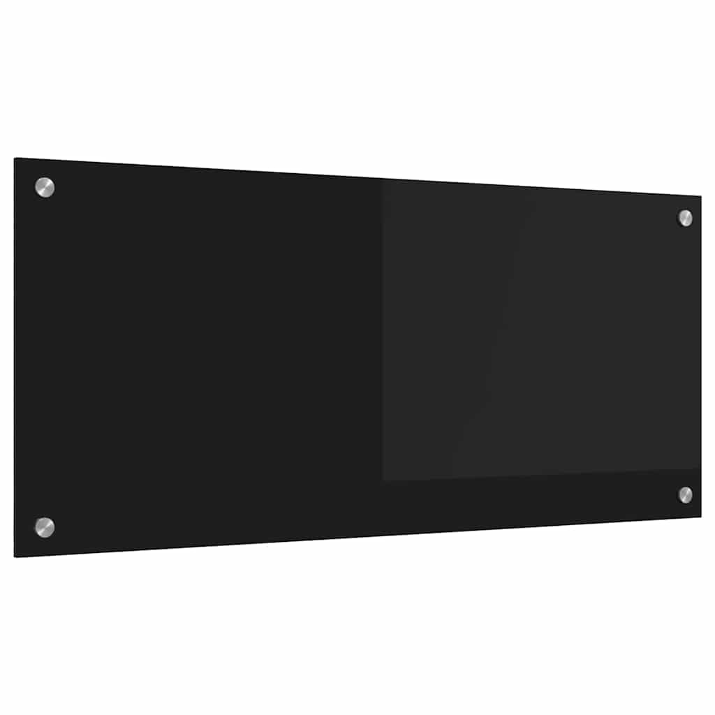 Kitchen Backsplash Black 90 x 40 cm Tempered Glass
