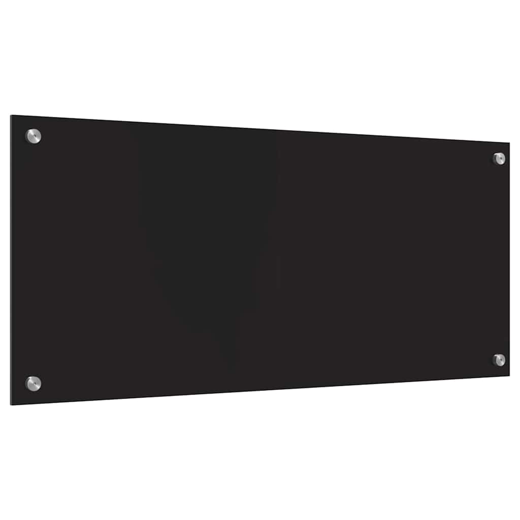 Kitchen Backsplash Black 90 x 40 cm Tempered Glass