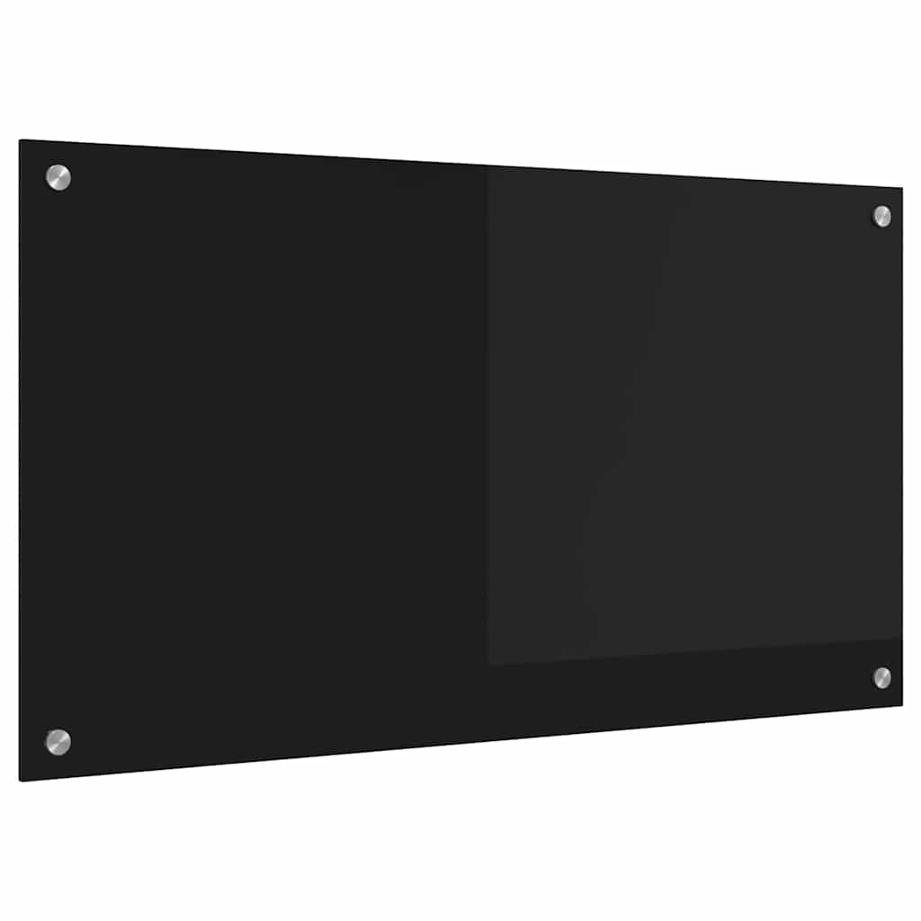 Kitchen Backsplash Black 90 x 50 cm Tempered Glass