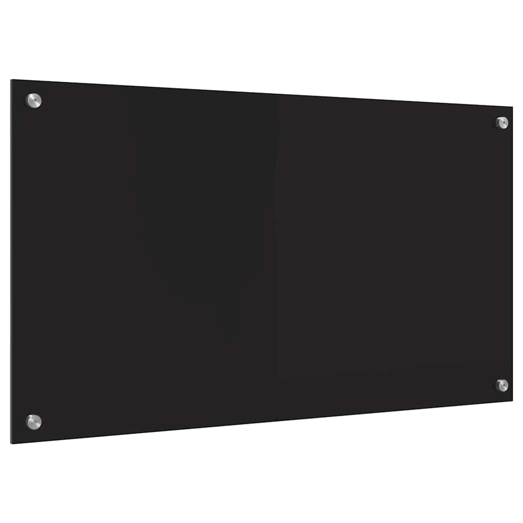 Kitchen Backsplash Black 90 x 50 cm Tempered Glass