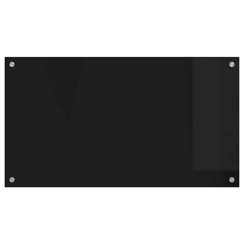 Kitchen Backsplash Black 90 x 50 cm Tempered Glass