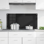 Kitchen Backsplash Black 100 x 50 cm Tempered Glass