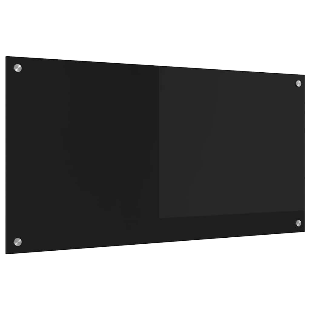 Kitchen Backsplash Black 100 x 50 cm Tempered Glass