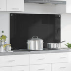 Kitchen Backsplash Black 100 x 60 cm Tempered Glass