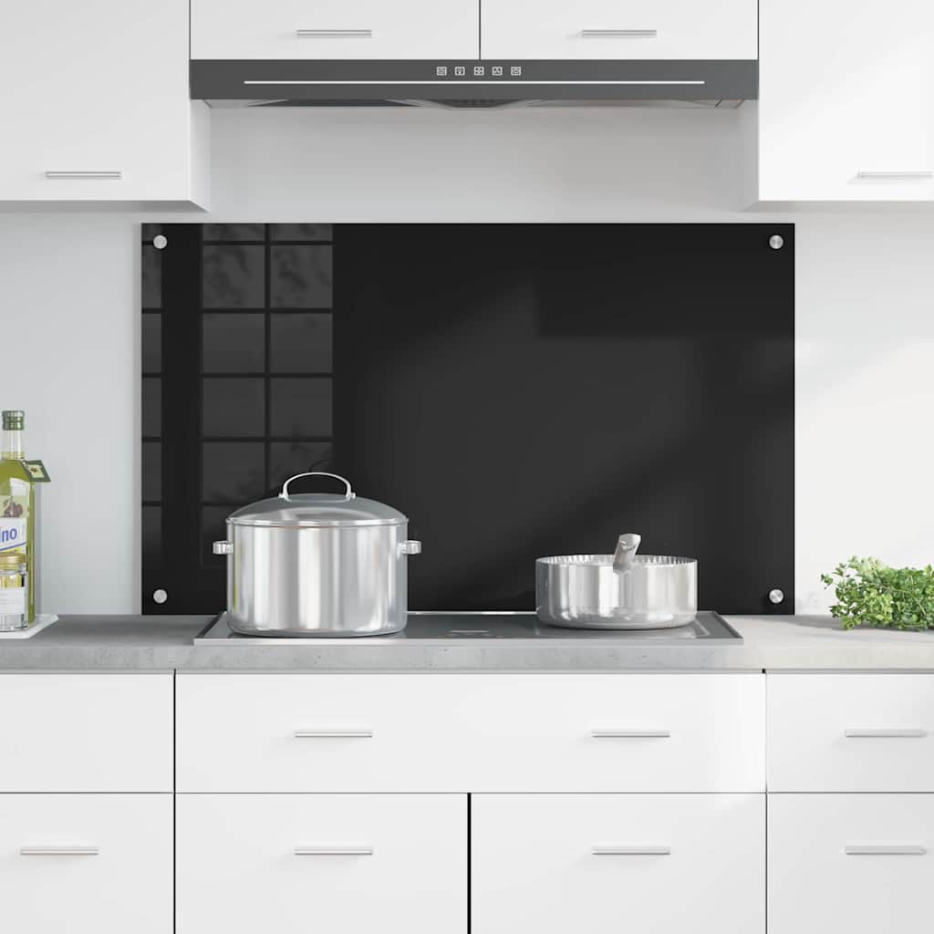 Kitchen Backsplash Black 100 x 60 cm Tempered Glass
