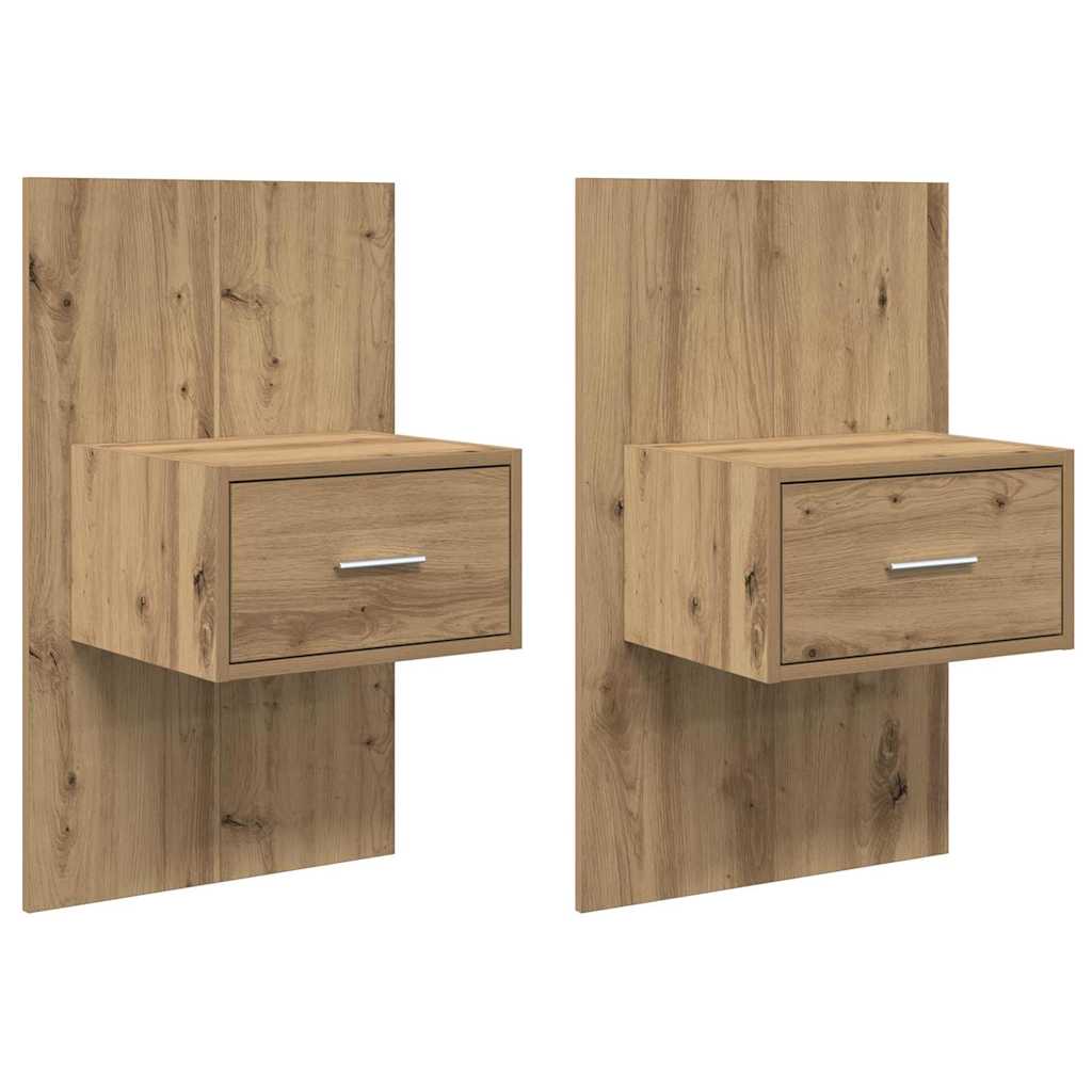 Bedside Cabinet with Drawer 2 pcs Artisan Oak 50 x 32.5 x 80cm