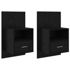 Bedside Cabinet with Drawer 2 pcs Black Oak 50 x 32.5 x 80cm
