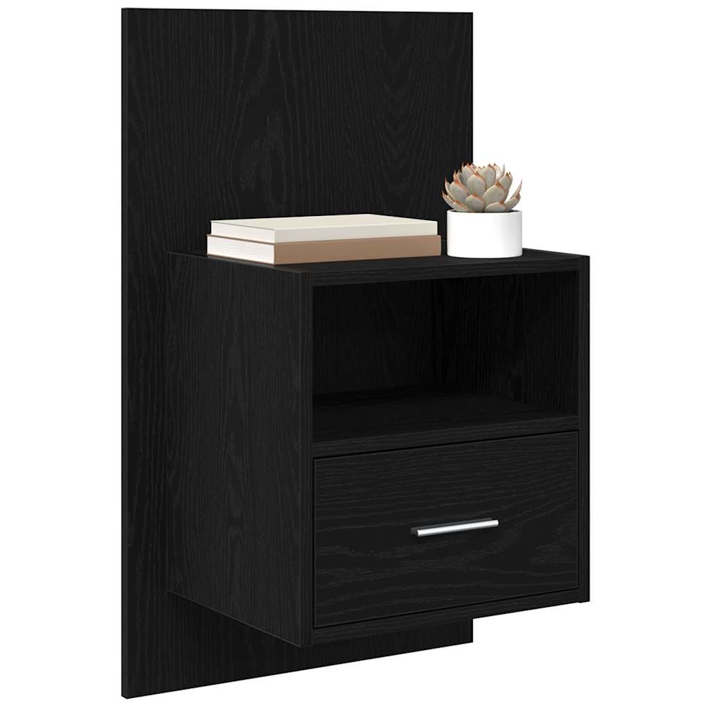 Bedside Cabinet with Drawer 2 pcs Black Oak 50 x 32.5 x 80cm