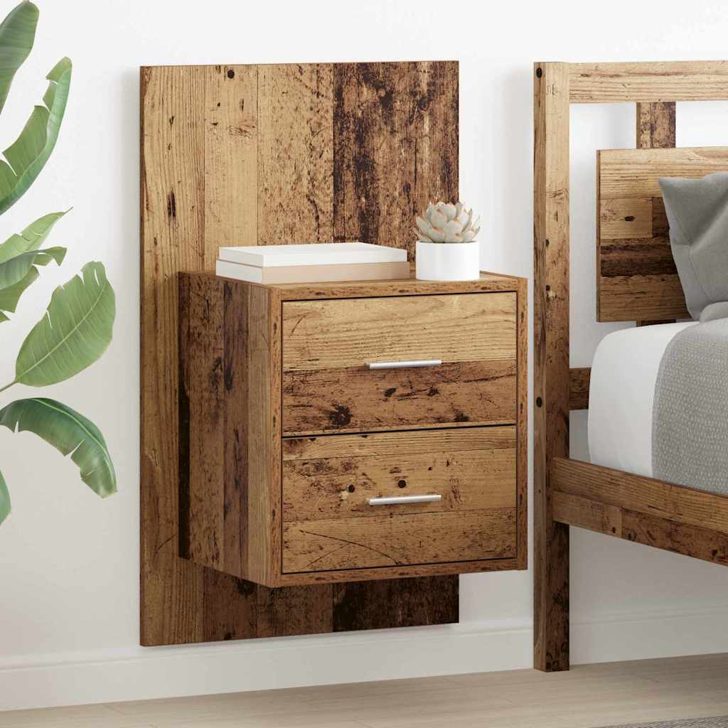 Wall-mounted Bedside Cabinet 2 pcs Old Wood 48.5 x 32.5 x 80 cm