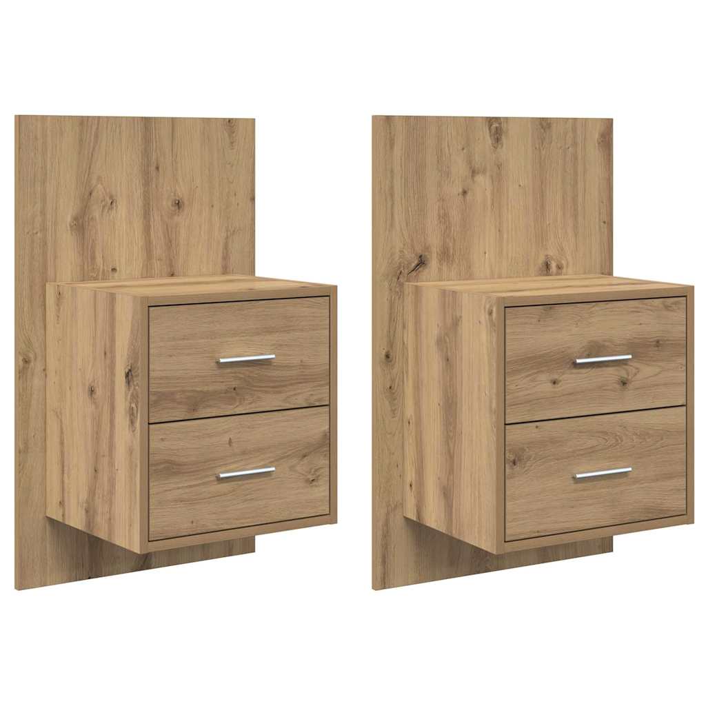 Wall-mounted Bedside Cabinet with Drawer 2 pcs Artisan Oak