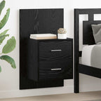 Wall-mounted Bedside Cabinet with Drawer 2 pcs Black Oak