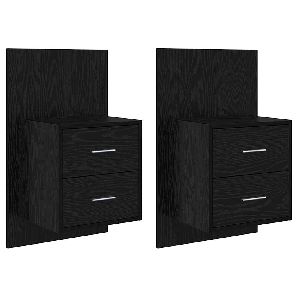 Wall-mounted Bedside Cabinet with Drawer 2 pcs Black Oak