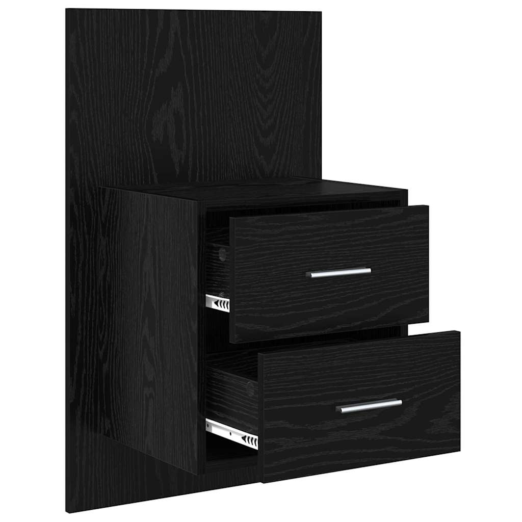 Wall-mounted Bedside Cabinet with Drawer 2 pcs Black Oak