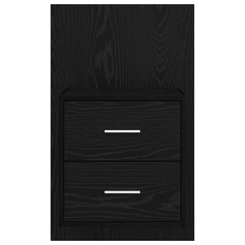 Wall-mounted Bedside Cabinet with Drawer 2 pcs Black Oak