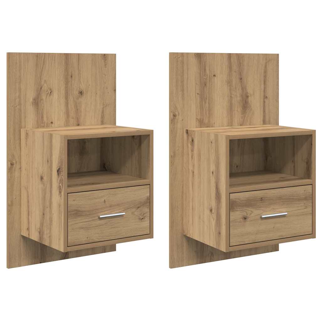 Bedside Cabinet with Drawer 2 pcs Artisan Oak 50 x 32.5 x 80cm