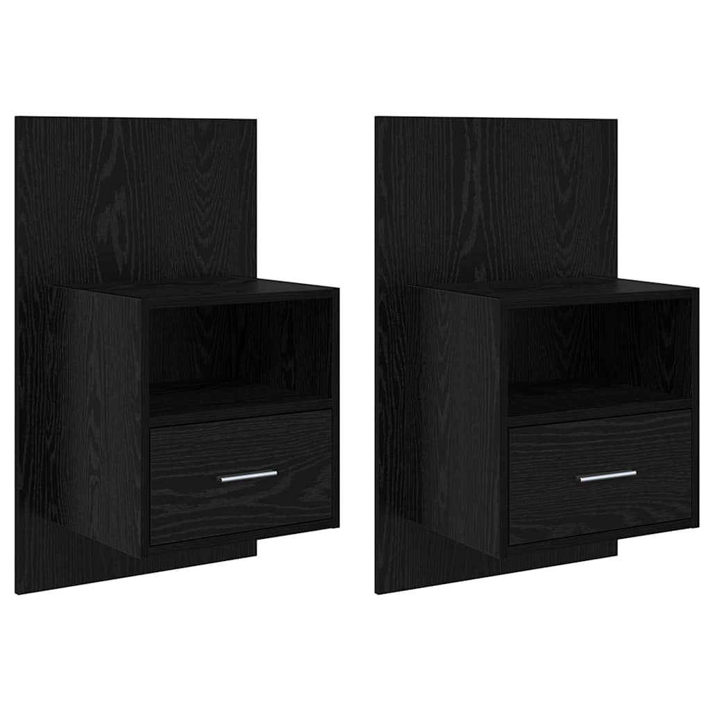 Bedside Cabinet with Drawer 2 pcs Black Oak 50 x 32.5 x 80cm