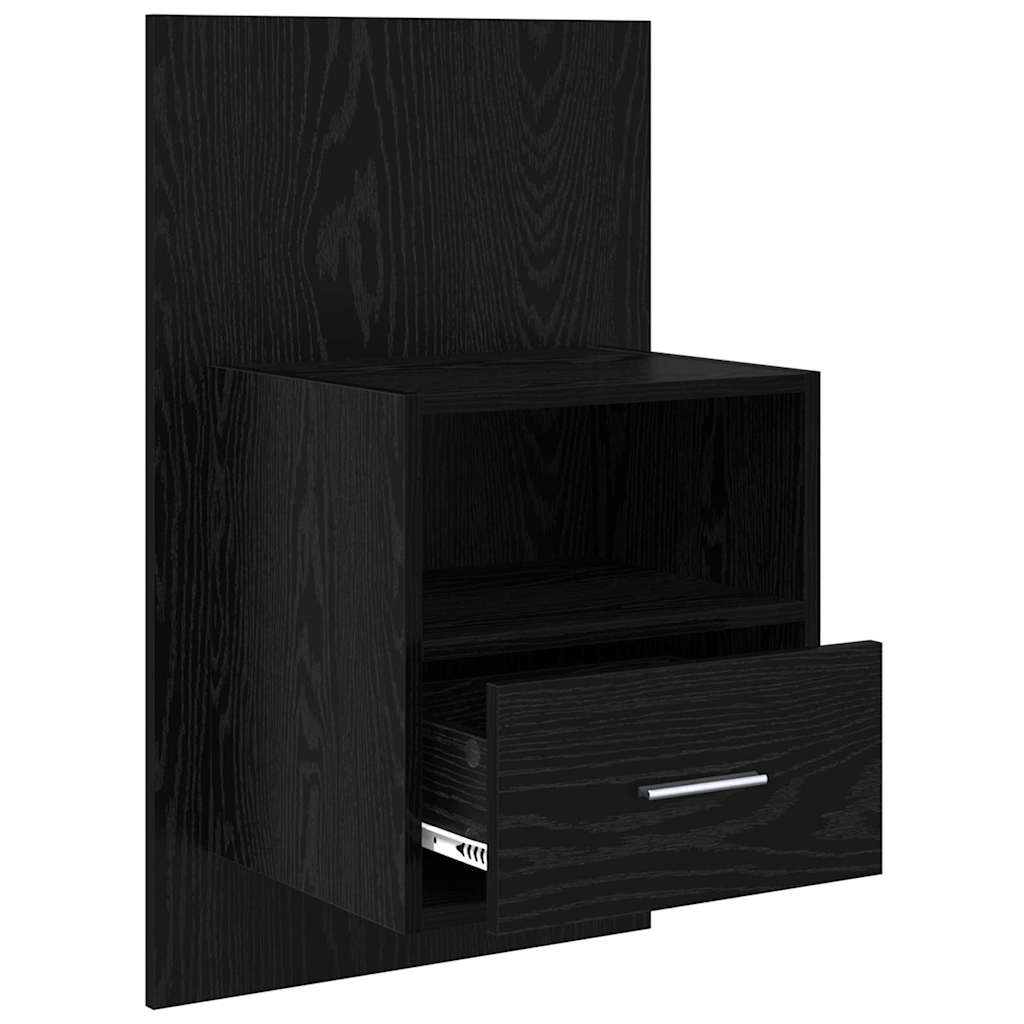 Bedside Cabinet with Drawer 2 pcs Black Oak 50 x 32.5 x 80cm