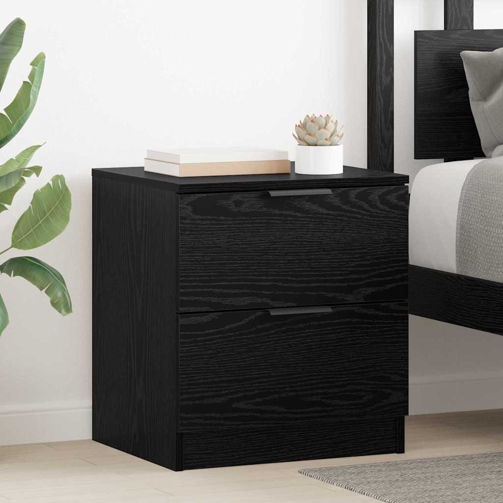 Bedside Cabinet 2 pcs Black Oak 45 x 39 x 50cm Engineered Wood