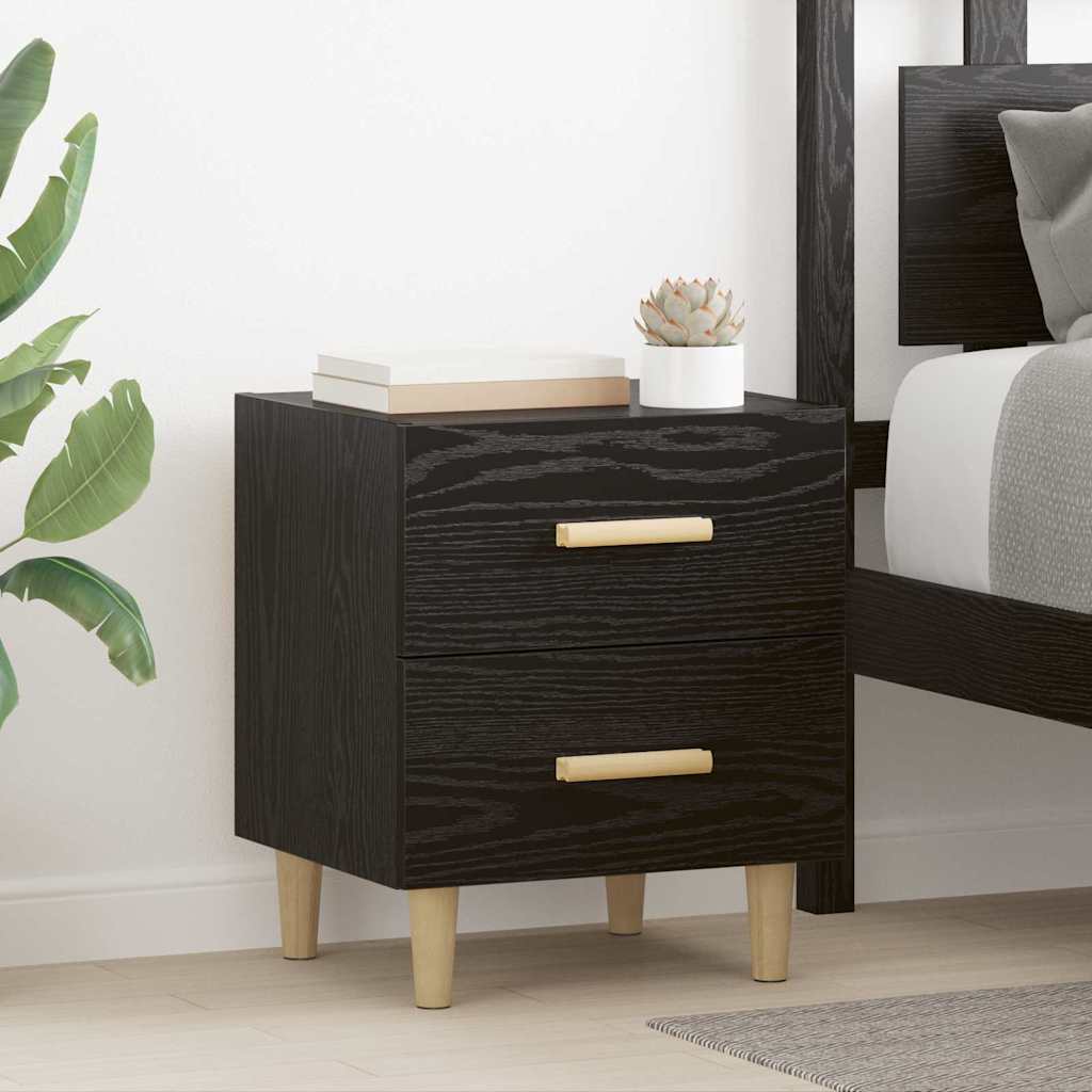 Bed Cabinet Black Oak 40 x 35 x 47.5cm Engineered Wood