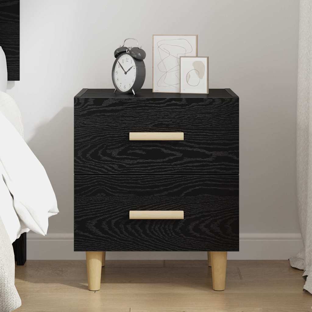 Bed Cabinet Black Oak 40 x 35 x 47.5cm Engineered Wood
