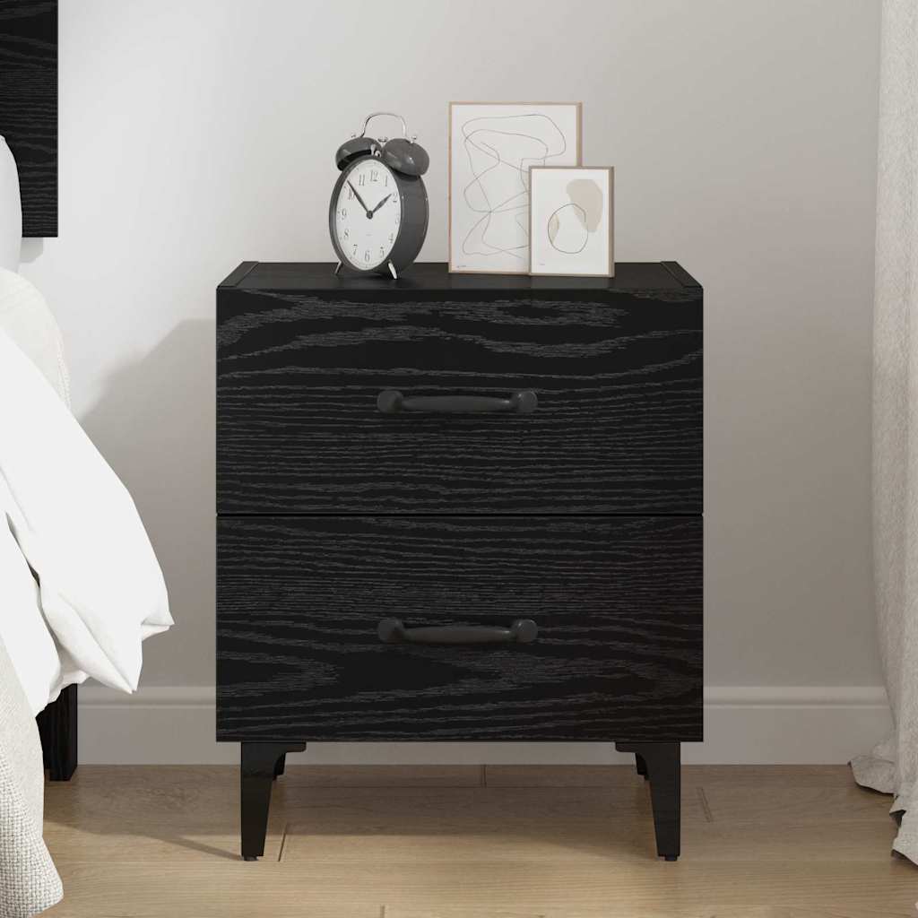 Bed Cabinet Black Oak 40 x 35 x 47.5 cm Engineered Wood