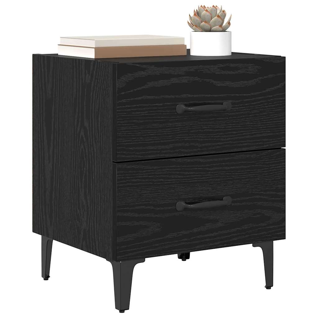 Bed Cabinet Black Oak 40 x 35 x 47.5 cm Engineered Wood