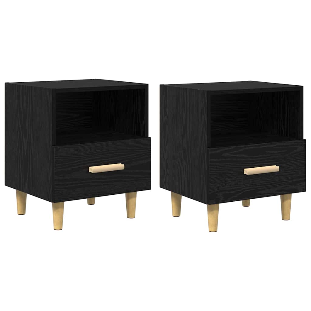Bedside Cabinet 2 pcs Black Oak 40 x 35 x 47 cm Engineered Wood