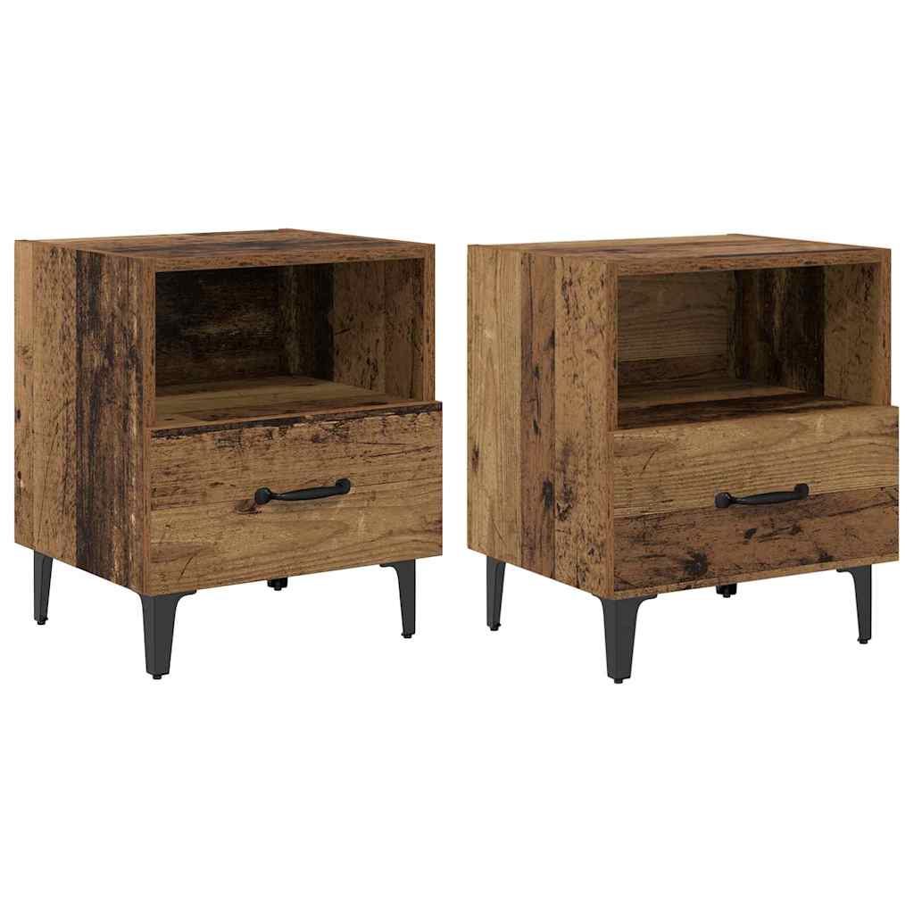 Bedside Cabinet with Drawer 2 pcs Old wood 40 x 35 x 47.5 cm