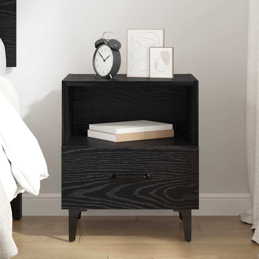 Bedside Cabinet Black oak 40 x 35 x 47.5 cm Engineered wood