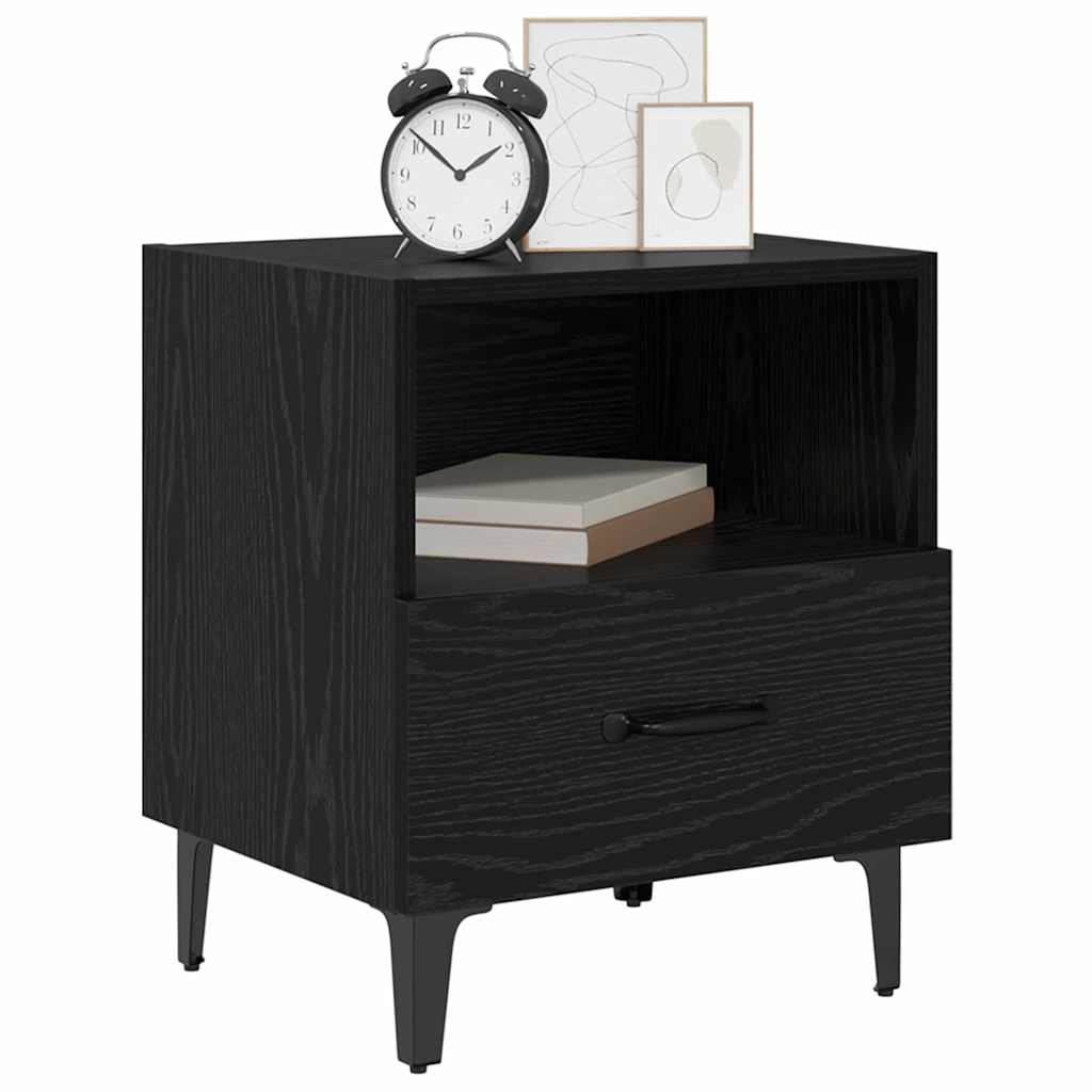 Bedside Cabinet with Drawer 2 pcs Black oak 40 x 35 x 47.5 cm