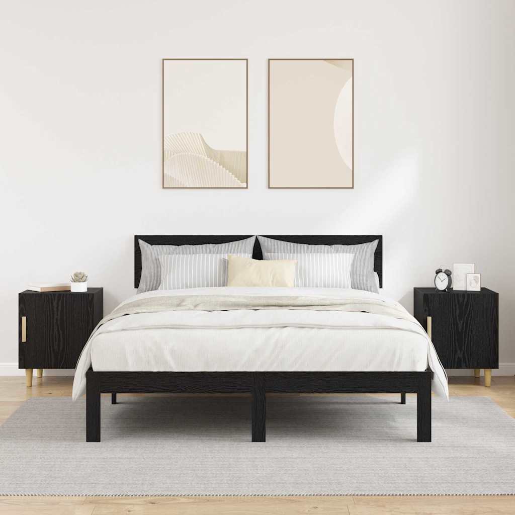 Bedside Cabinet 2 pcs Black Oak 40 x 40 x 50 cm Engineered Wood