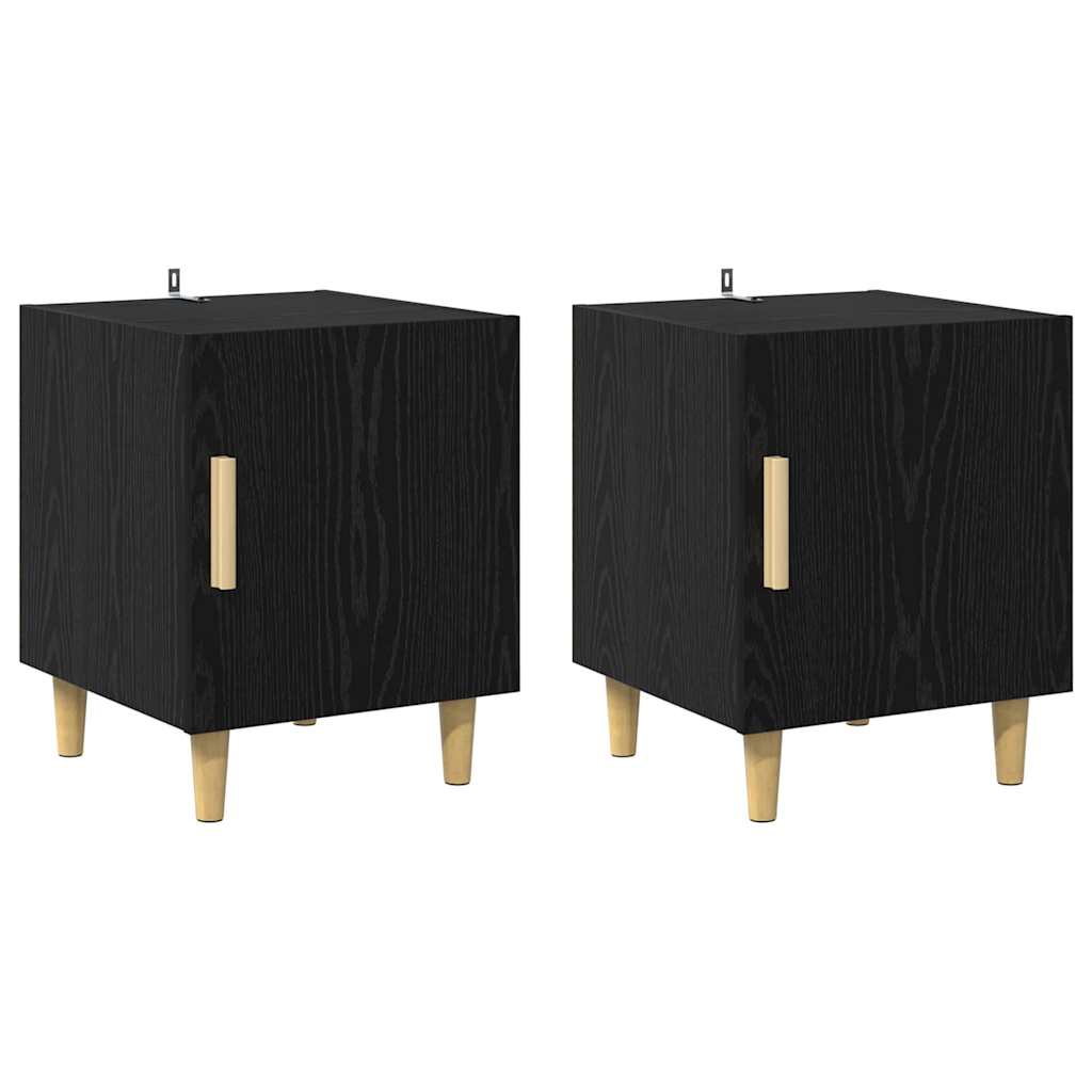Bedside Cabinet 2 pcs Black Oak 40 x 40 x 50 cm Engineered Wood