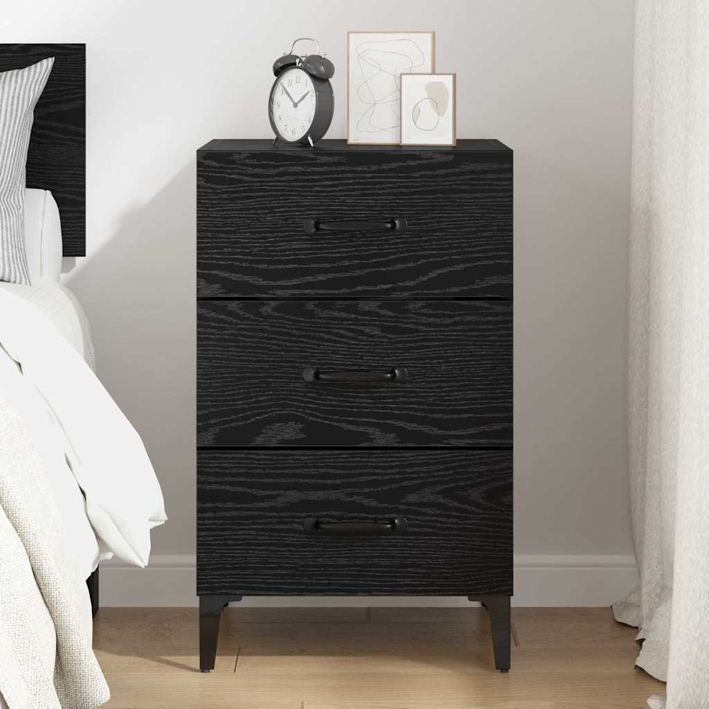 Bedside Cabinet Black Oak 40 x 40.5 x 66 cm Engineered Wood