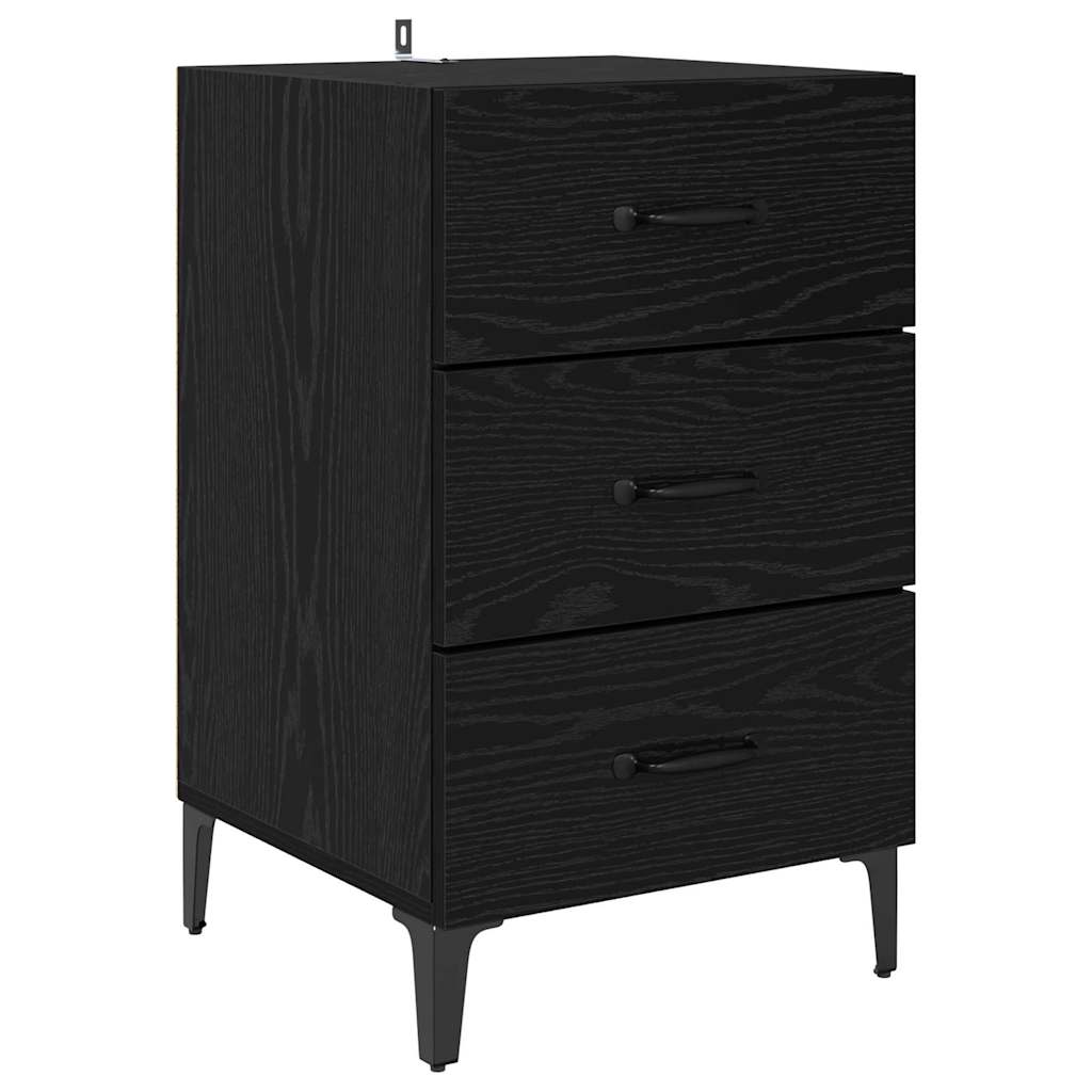 Bedside Cabinet Black Oak 40 x 40.5 x 66 cm Engineered Wood