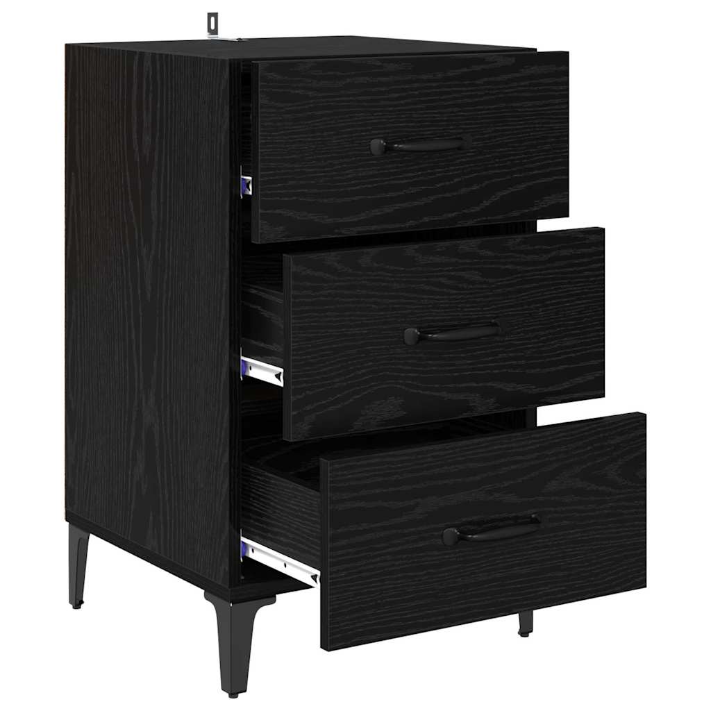 Bedside Cabinet Black Oak 40 x 40.5 x 66 cm Engineered Wood